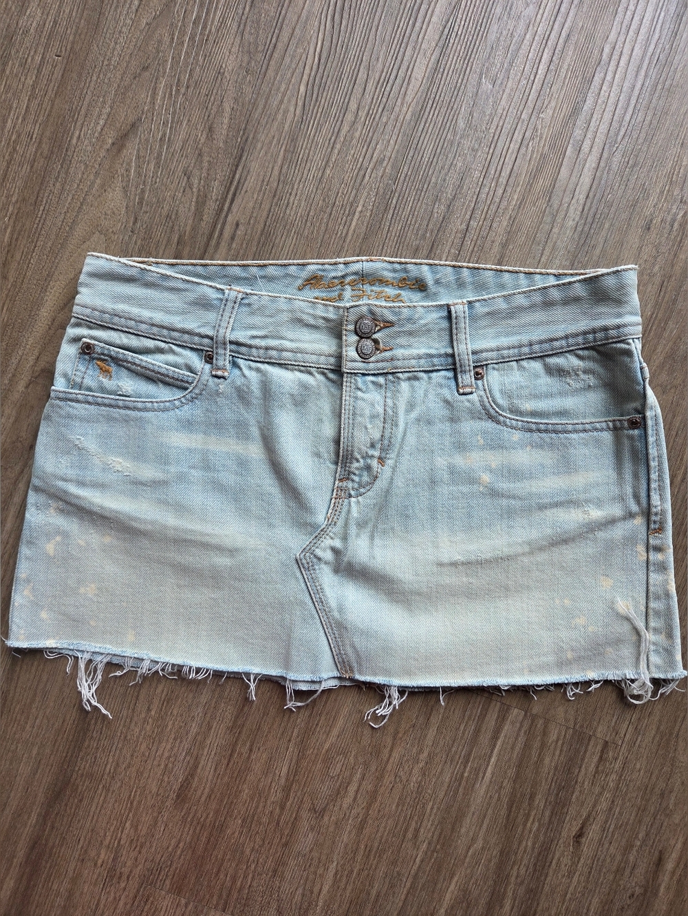 Vintage Abercrombie & Fitch Faded Light Wash Denim Mini Skirt, Women's Size 4.